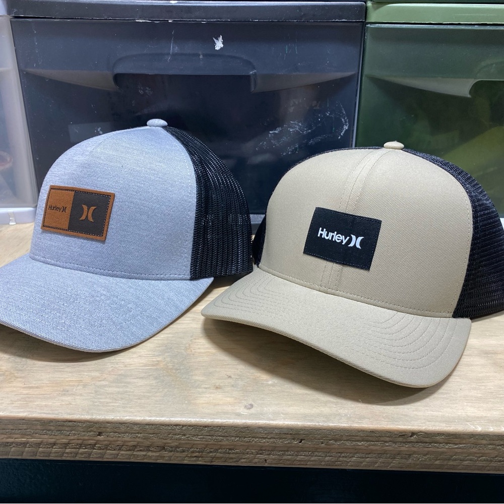 Hurley Gray and Tan Trucker Hats